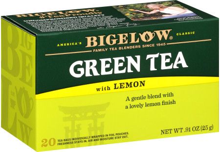 Buy Best Green with Lemon Tea Online | Bigelow Tea - Bigelow Tea Hot Green Tea, Tea For Cough, Decaf Green Tea, Lipton Green Tea, Bigelow Tea, Caffeine In Tea, Decaffeinated Tea, Green Tea Lemon, Used Tea Bags