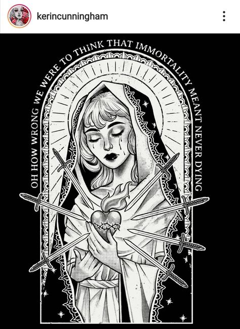 Lady Of Sorrows Tattoo, Our Lady Of Sorrows Art, Lady Of Sorrows, Our Lady Of Sorrows, The Music Industry, Many Faces, Patron Saints, Music Industry, Our Lady