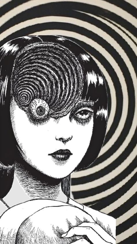 ☆ #junjiito #spiral #uzumaki #horror #manga Uzumaki Anime Horror, Spiral Eyes Anime, Junji Ito Art Wallpaper, Uzumaki Spiral, Spiral Wallpaper, Junji Ito Uzumaki, Uzumaki Manga, Horror Manga, Anime Reference