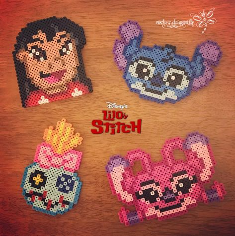 Lilo and Stitch Perler Beads by RockerDragonfly Queer Crafts, Stitch Perler Beads, Art Ideas Easy, Lilo I Stitch, Hama Beads Disney, Melt Beads Patterns, Christmas Perler Beads, Lilo Und Stitch, Modele Pixel Art