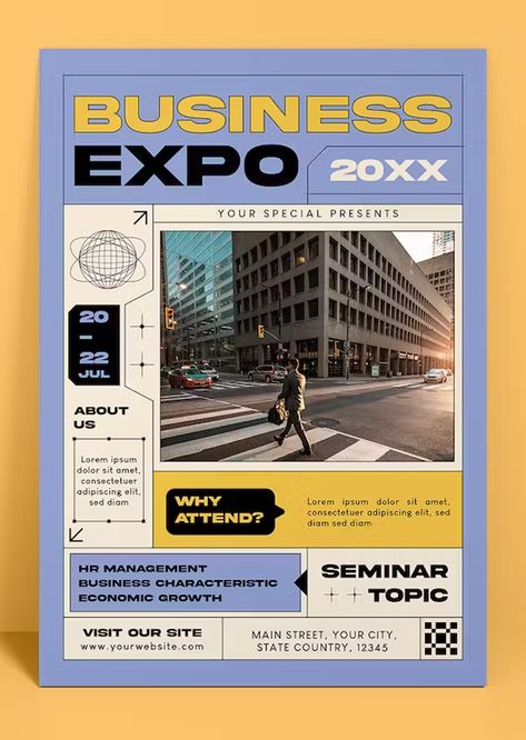 Business Expo Flyer Template AI, EPS, PSD Business Expo Poster, Small Business Flyer Design, Graphic Design Business Flyer, Creative Webinar Poster Design, Informative Flyer Design, Informational Flyer Design, Flyer Design Inspiration Layout, Course Poster Design, Course Flyer Design