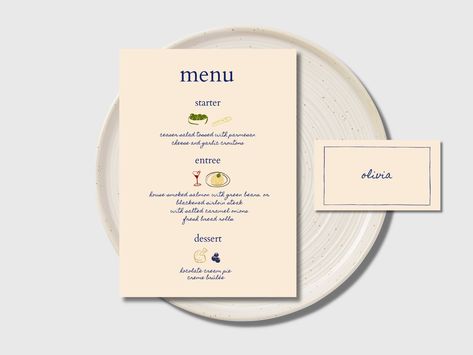 This cute, colorful, unique destination wedding inspired menu + place card set is fully editable. Features a mix of colorful hand drawn designs that are Italian, mediterranean inspired. Use it to match your wedding esthetic. Change the background color as well as the font to your liking.  MATCHING LISTING: SAVE THE DATE: https://www.etsy.com/listing/1503757745/save-the-date-colorful-italian-wedding?click_key=8f0a251e6ba8c2b64f905347149f9057d3cc9f3e%3A1503757745&click_sum=d455decf&ref=shop_home_a Minimalist Dinner, Unique Destination Wedding, Colorful Minimalist, Dinner Party Menu, Wedding Menu Cards, Party Menu, Italian Wedding, Dinner Menu, Wedding Invitation Paper