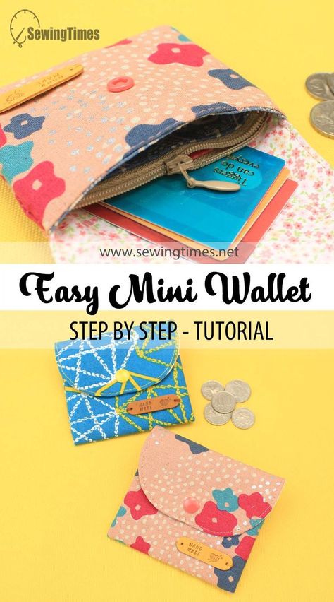 Wallet Pattern Free, Teaching Sewing, Wallet Sewing Pattern, Tote Bag Pattern Free, Sew Wallet, Making Bags, Simple Wallet, Sewing Projects Free, Sewing Machine Projects