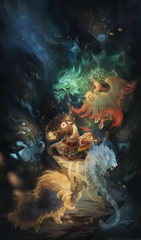 Seven burdens of Shao Hao by Grey-Seagull on deviantART Pandaren Monk, Warcraft Art, Heroes Of The Storm, Mythical Creatures Art, Wow Art, Arte Fantasy, 판타지 아트, World Of Warcraft, Creature Design