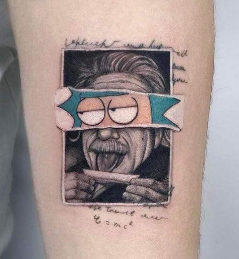 Einstein Tattoo Ideas, Rick And Morty Tattoo Ideas, Tato Grunge, Rick E Morty, Rick And Morty Tattoo, Pop Art Tattoos, 16 Tattoo, Tattoo Cute, Surreal Tattoo