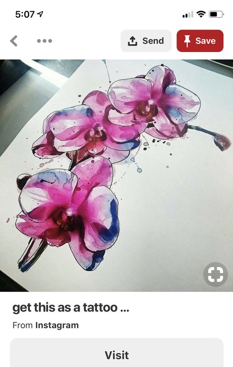 Watercolor Orchid Tattoo, Orchid Drawing, Tattoo Watercolor, Orchid Tattoo, Small Tattoos With Meaning, Illustration Tattoo, Tattoo Instagram, Hawaiian Tattoo, Small Tattoos Simple