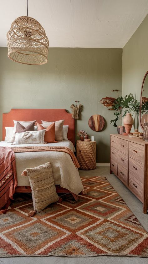 29 Western Boho Bedroom Decor Ideas for a Modern Rustic Look Western Boho Bedroom Ideas, Desert Boho Decor, Western Boho Bedroom, Desert Bedroom, Boho Bedroom Decor Ideas, Moroccan Room, Office Vibes, Boho Bedroom Ideas, Earthy Color Palette