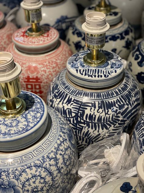 The ultimate classic: Blue & White is a timeless & elegant choice; at home in any style of decor. Neutral Lamps, Ginger Jar Lamps, Jar Lamps, Large Lamp Shade, Golden Pheasant, Ginger Jar Lamp, Silk Lampshade, White Ginger Jars, Treasure Gift