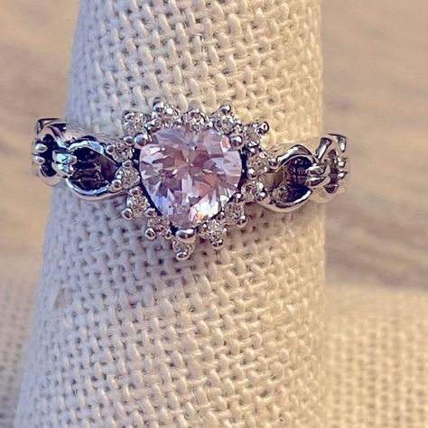 Pink Diamond Wedding Ring Set, Unique Rings Silver, Pink Promise Ring, Pink Wedding Ring, Colored Wedding Rings, Wedding Ring Pink, Pink Rings, Pink Heart Rings, Cute Promise Rings