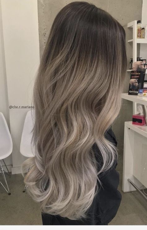 Brown Fading To Blonde Hair, Hair Color Ideas Bolyoge, Light Brown To Ash Blonde Balayage, Ashy Balayage On Light Brown Hair, Faded Blonde Hair Balayage, Ombré Ash Blonde, Blonde Balage Hair On Brown Hair, Ashy Beige Blonde Hair Balayage, Dark Roots Blonde Hair Ombre