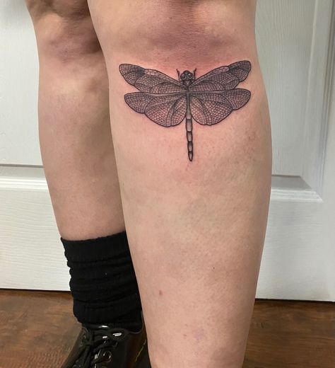 Dragon Fly Leg Tattoo, Dragonfly Knee Tattoo, Insect Knee Tattoo, Bug Tattoo Knee, Dragonfly Skeleton Tattoo, Knee Cap Tattoo, Edgy Dragonfly Tattoo, Knee Cap, Shin Tattoo