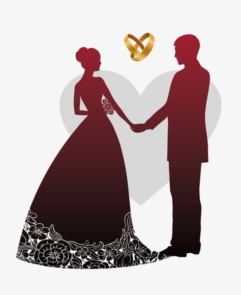 Wedding Couple Cartoon, Bride And Groom Silhouette, New Personality, Couple Silhouette, Wedding Silhouette, Silhouette Painting, Wedding Illustration, Wedding News, Wedding Logos