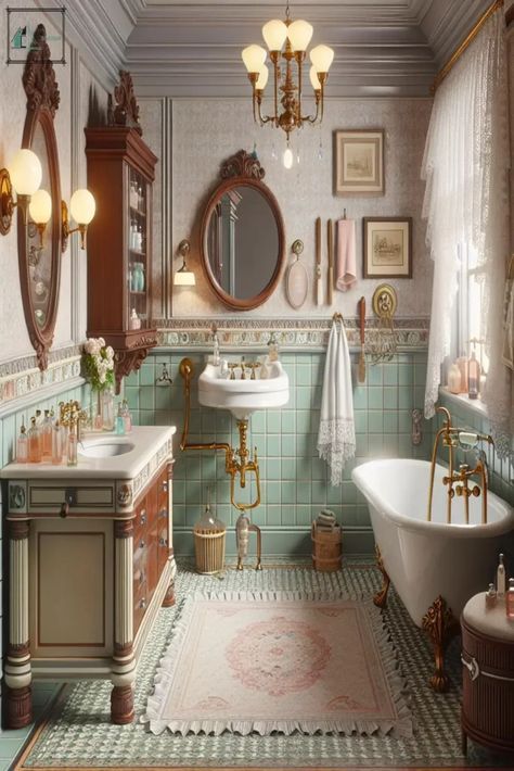 Victorian Maximalism, Drømme Bad, Trending Wallpaper, Bathroom Farmhouse Style, Retro Bathrooms, Casa Vintage, Crate Furniture, Vintage Bathrooms, Wallpaper Trends