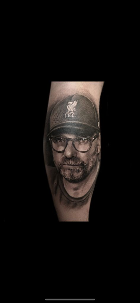 Jurgen klopp portrait tattoo by Borislav . Please visit the website for more info and to book your free consultation. Jurgen Klopp Tattoo, Last Supper, Tattoo Studio, Portrait Tattoo, Tattoos