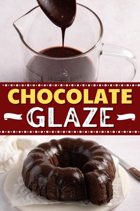 This is the BEST chocolate glaze on the internet! It's smooth, delicious, and incredibly chocolatey. This glaze is ideal for donuts, cakes, Bundts, and more! Chocolate Bundt Cake Glaze, Recipe For Cakes, Chocolate Glaze Cake, Glazed Icing Recipe, Bundt Cake Glaze, Chocolate Cake Icing, Chocolate Icing Recipes, Chocolate Glaze Recipes, Chocolate Sundae