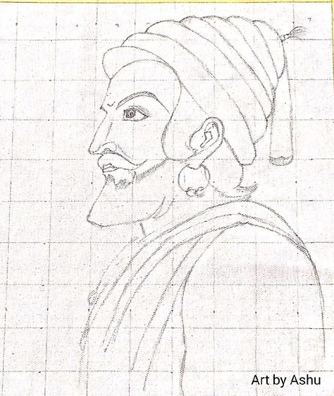 A simple Chatrapati Shivaji Maharaj drawing with help of check boxes. Boxes helps you to put the things at right places and helps to make your picture perfect at the end.. so try out this technique. I am sure it will definitely help you. Thank you for connecting. Jay Shivray 🙏 Shivaji Maharaj Mandala Art, Shivaji Maharaj Sketch Pencil Easy, Chatrapati Shivaji Maharaj Paintings, Shivaji Maharaj Pencil Drawing, Shivaji Maharaj Sketch Pencil, Shivaji Maharaj Painting Canvas, Shivaji Maharaj Drawing Easy, Chatrapati Shivaji Maharaj Sketch, Chatrapati Shivaji Maharaj Drawing