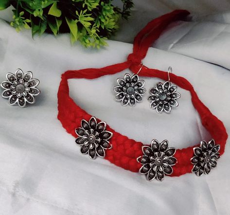 Glamaya Thread Mania Oxidized Thread Choker Necklace Earring Ring Combo Set - ₹449.00 Upto 85% Off Store wide plus an additional Flat 15% Off with Free Shipping on orders above ₹500 only on glamaya.com #glamaya #freeshipping #necklaces #jewelry #earrings #fashion #antiquejewelry #oxidizedjewelry #jhumkas #jhumka #jewellerydesign #onlinejewellery #trendy #handmadejewelry #indianwedding #indianjewelry #indianbridaljewellery #finejewellery #oxidisedearrings #jaipur #rajasthan #tyanijewellry #s... Thread Choker, Ring Combo, Indian Bridal Jewellery, Earring Ring, Oxidised Jewellery, Jaipur Rajasthan, Necklaces Jewelry, Indian Jewelry, Jaipur