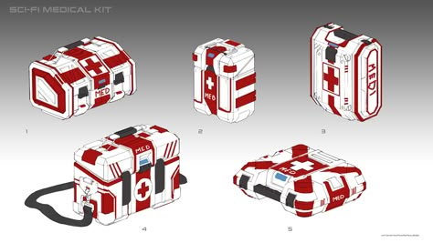 Cyberpunk Medical Equipment, Futuristic Phone Concept, Medkit Concept, Cyberpunk Medic, Futuristic Items, Tactical Medic, Medical Tech, Speculative Design, Sci Fi Props