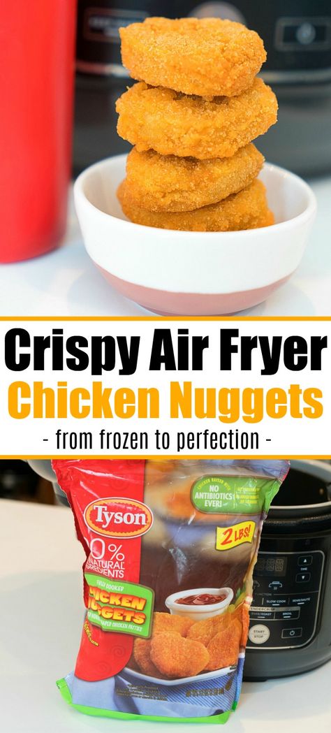 Air fryer frozen chicken nuggets in your Ninja Foodi or any other brand so they're tender inside and really crispy on the outside. This is it! #airfryer #airfryerrecipes #ninjafoodi #chickennuggets #chicken #easy #frozen Air Fryer Chicken Nuggets, Air Fryer Recipes Breakfast, Air Fryer Recipes Snacks, Air Fryer Review, Frozen Chicken Nuggets, Thighs Chicken, Air Fryer Oven Recipes, Chicken Thigh Recipes Oven, Air Fry Recipes