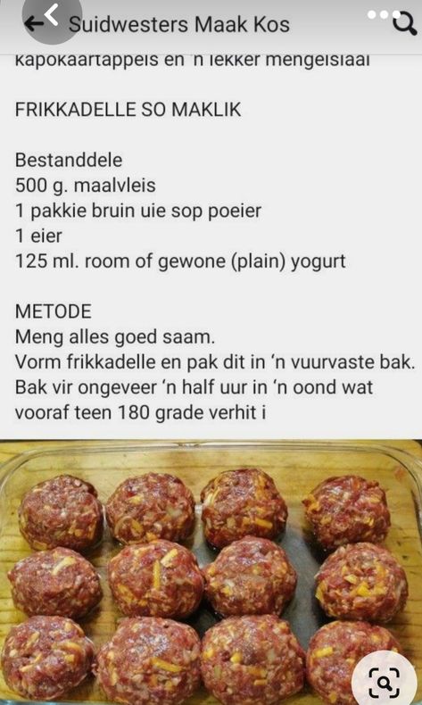 Kook Kos Resepte, Southappies Maklike, South African Recipes Afrikaanse Resepte, Meatball Recipes Easy, Easy Meat Recipes, Mince Recipes, South African Recipes, Fun Easy Recipes, Beef Recipes Easy