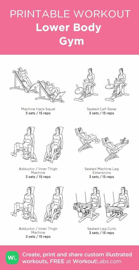 Lower Body Workout Gym, Planet Fitness Workout Plan, Gym Workouts Machines, Leg Workouts Gym, Workout Labs, Fitness Studio Training, Workout Gym Routine, Printable Workout, Gym Workout Plan For Women