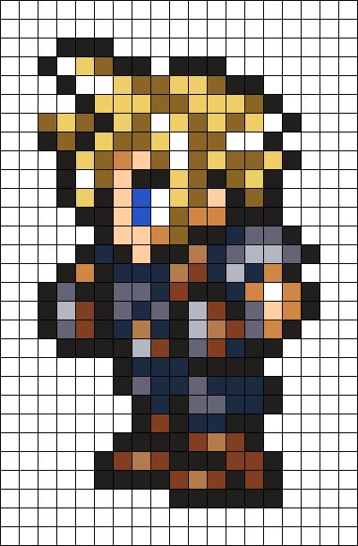 Final Fantasy Perler Beads, Final Fantasy Vii Cloud, Photo Pattern, Cloud Strife, Bead Sprite, Kandi Patterns, Final Fantasy Vii, Perler Patterns, Perler Bead Patterns