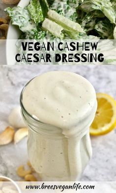 Cashew Salad Dressing, Cashew Salad, Vegan Salad Dressing Recipes, Oil Free Salad Dressing, Vegan Caesar Dressing, Vegan Caesar Salad, Vegan Caesar, Vegan Salad Dressing, Vegan Dressing