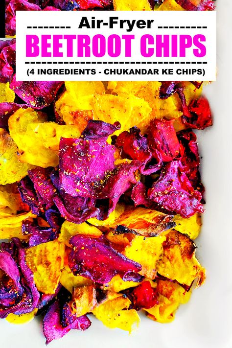 Air Fryer Beetroot Chips - Beet Chips Beetroot Chips, Beet Chips, Crispy Chips, Best Appetizer Recipes, Easy Snack Recipes, Indian Snack Recipes, Food Website, Global Recipes, Healthy Diet Recipes