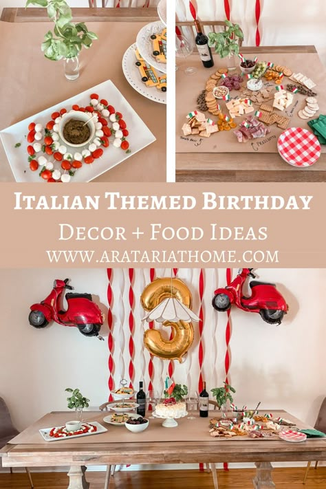 Italian Themed Birthday Party, Italian Themed Birthday, Italian Dinner Party Decorations, 50 Birthday Party, Themed Christmas Party, Italy Party, Italian Themed Parties, Italian Party, Pasta Party