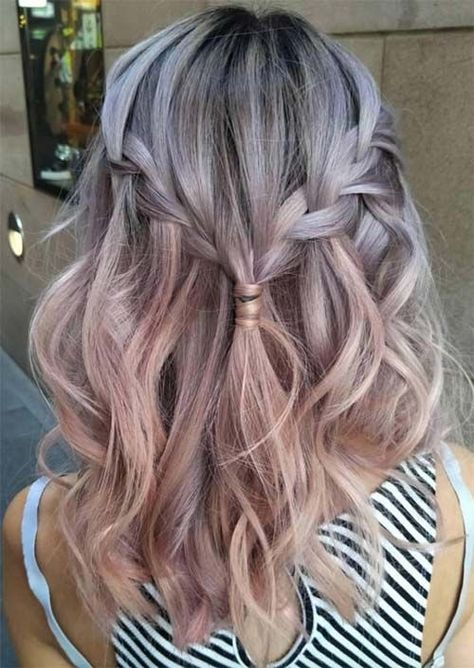 Spring Hair Colors Ideas & Trends: Silver Rose Gold Ombre Hair Rose Gold Ombre Hair, Gold Ombre Hair, Rose Gold Hair Ombre, Spring Hair Color Trends, Hair Colors Ideas, Best Ombre Hair, Rose Gold Ombre, Brown Ombre Hair, Gold Ombre