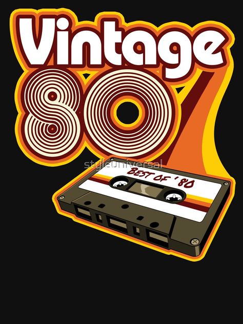 "Vintage 1980 Cassette Tape Retro Birthday" T-shirt by styleuniversal | Redbubble Casette Tapes Aesthetic Vintage, 80s Cassette Tapes Aesthetic, 1980's Aesthetic, Eighties Aesthetic, 1980 Aesthetic, 1980s Aesthetic, Logos Vintage, Bob Marley Art, Nostalgia Art