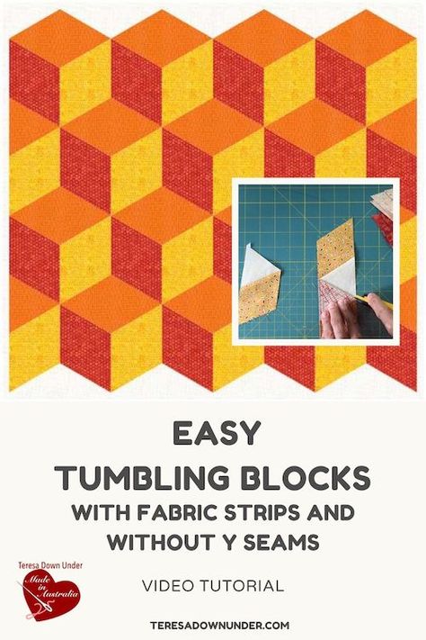 Tumbling Blocks Pattern, Tumbling Blocks Quilt, Colchas Quilting, Tee Shirt Quilt, Quilt Blocks Easy, Tumbling Blocks, Quilting Videos, The Quilt Show, Quilt Square Patterns