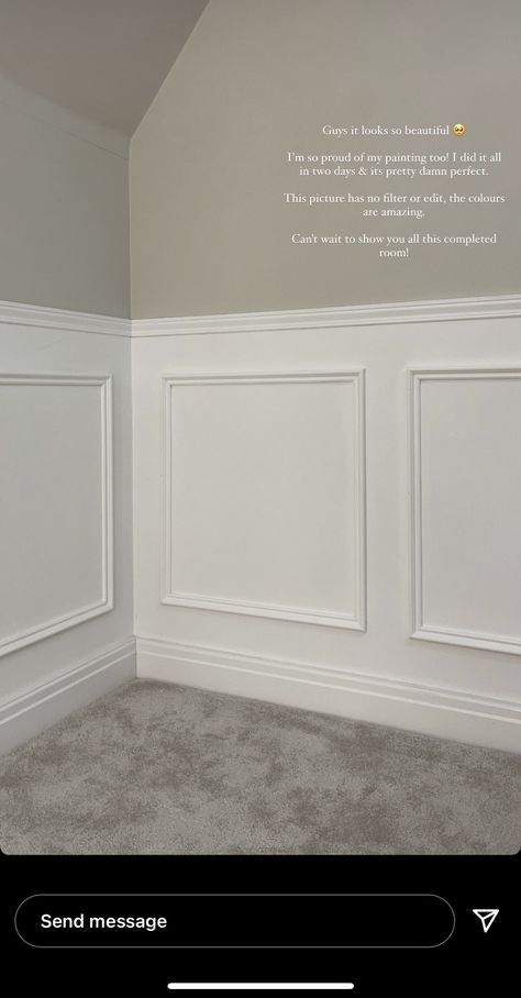 White Wainscoting Half Wall, Wall Paneling Paint Ideas, Grey And White Panelling, Living Room With Half Paneling, Purbeck Stone Panelling, White Panelling Beige Walls, White Panelling Green Walls, Half Panelled Living Room, Office Panelling Ideas