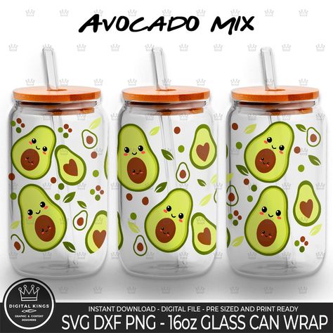 Coffee Cup Png, Ice Coffee Cup, Avocado Pattern, Speak Spanish, 16oz Glass Can, Cute Avocado, Tassen Design, Ice Coffee, Art Party