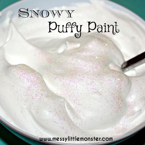 Snowman Puffy Paint, Melted Snowman Craft, Art Activity For Toddlers, Puffy Paint Crafts, Puffy Paint Recipe, Snowman Craft For Kids, Diy Puffy Paint, Snow Recipe, Fun Winter Crafts