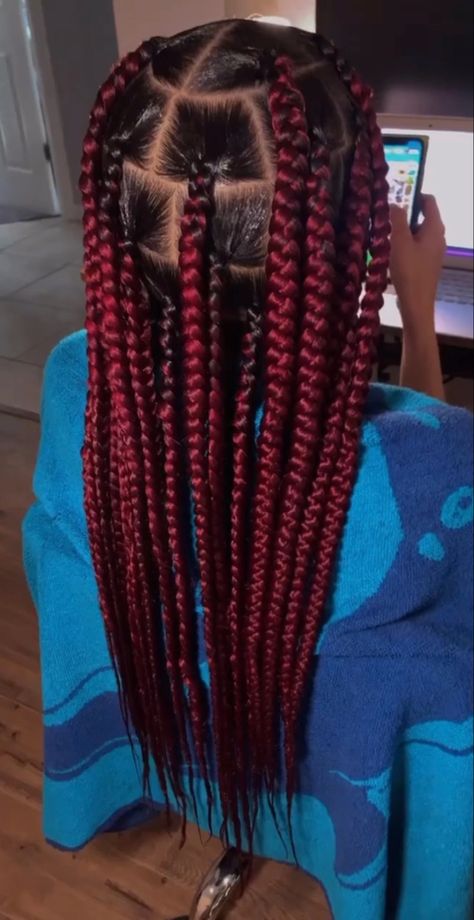 Maroon Braids, Red Braids, Protective Hairstyles Braids, Frontal Hairstyles, Beautiful Braids, Braided Hair, Hairstyles Braids, Hair Dos, Protective Hairstyles