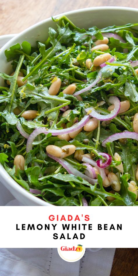 Arugula Bean Salad, Giada Salad, Lemony White Bean Salad, Light Salads, Giada Recipes, Pickled Onion, Perfect Salad, White Bean Salad, Salad Recipes For Dinner