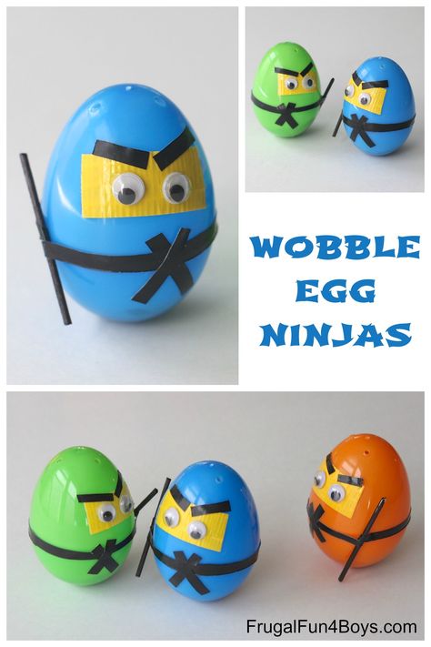 Make wobbling toy ninjas out of plastic eggs! Ninja Crafts, Egg Craft, Plastic Easter Eggs, Crafts Easter, Easter Egg Crafts, Operation Christmas Child, Homemade Toys, Egg Crafts, Plastic Eggs