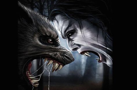 Werewolf Vs Vampire, Vampire Tattoo, Art Vampire, Art Alien, Aleister Crowley, Werewolf Art, Vampires And Werewolves, Wolf Wallpaper, Vampire Art