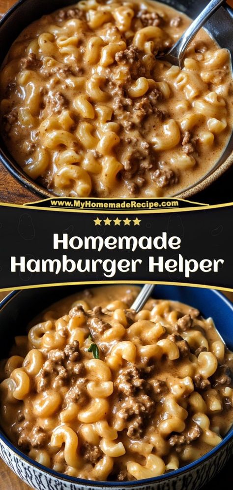 This Homemade Hamburger Helper is a quick, one-pot dinner that’s creamy, cheesy, and better than the box! Perfect for busy weeknights, it’s a comforting meal the whole family will love. Ingredients: 1 lb ground beef 2 cups macaroni pasta 1 cup beef broth 1 cup shredded cheddar cheese A comforting one-pot meal that’s easy and satisfying Hamburger Macaroni, Recipes Using Ground Beef, Hamburger Helper Recipes, Cheesy Macaroni, Homemade Comfort Food, Ground Beef Pasta, Macaroni Recipes, Homemade Hamburger, Macaroni Pasta