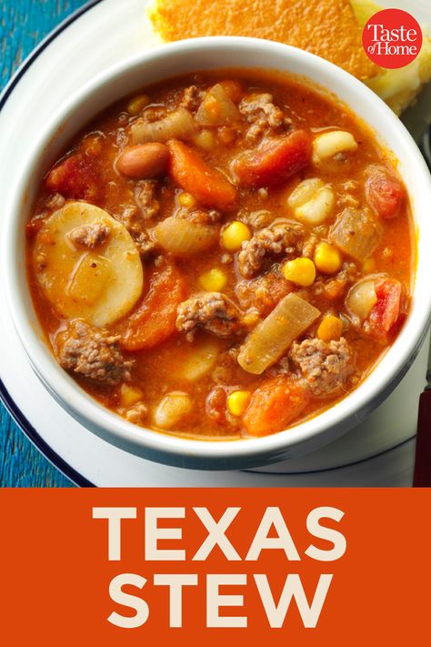 Texas Stew, Lewisville Texas, Sliced Carrots, Homemade Soup Recipe, Soup And Stew, Diced Tomatoes, Chowder Recipes, Hot Pepper, Sliced Potatoes