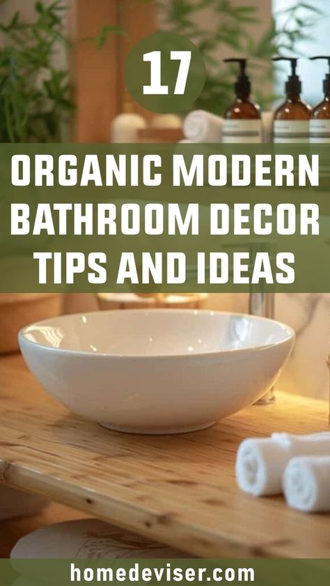 17 Organic Modern Bathroom Decor Ideas and Tips! Transform your space with these 17 stunning organic modern bathroom ideas. From natural materials to clean lines, create your own spa-like retreat! #OrganicModernBathroom Modern Bathroom Decor Ideas, Organic Modern Bathroom, Modern Bathroom Ideas, Bathroom Oasis, Creative Storage Solutions, Stunning Bathrooms, Bathroom Decor Ideas, Bathroom Inspiration Decor, Modern Bathroom Decor