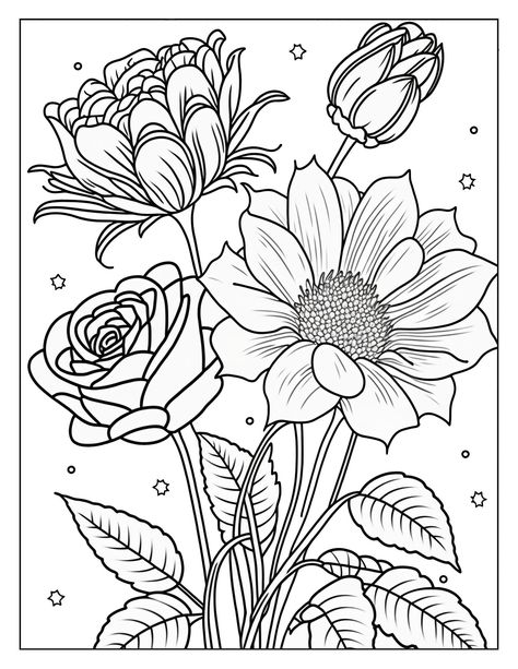 Cute Coloring Pages For Adults, Flower Colouring Pages, Floral Coloring Pages, Flowers Coloring Pages, Flower Coloring Sheets, Pattern Coloring Pages, Free Adult Coloring Pages, Printable Adult Coloring Pages, Art Gallery Wallpaper