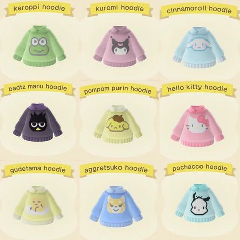 Animal Crossing Design Codes Clothes Y2k, Acnh Clothing Designs, Acnh Fashion, My Sanrio, Acnh Outfits, Animal Crossing Clothing, Animal Crossing Outfits, Clothing Codes, Animal Crossing 3ds