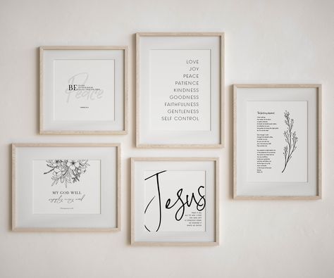 Bible Verse Office Decor, Bible Verse Photo Frame, Verses For Home Decor, Bible Verse Gallery Wall, Christian Framed Wall Art, Christian Gallery Wall, Bible Verse Wall Art Diy, Nursery Wall Quotes, Christian Canvas Art