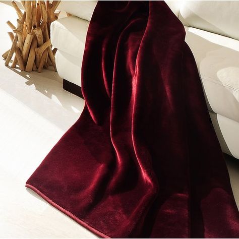 Simply Luxury Blanket Biederlack Colour: Anthracite Red Velvet Throw Blanket, Maroon Bedding, Red Bedrooms, Black Comforter Sets, Bohemian Bedrooms, Gold Comforter, Red Bed, Quilt Pillow Case, Patchwork Bedspread