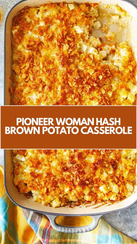 This easy Pioneer Woman Cheesy Hash Brown Potato Casserole is a creamy, comforting dish perfect for any meal. Loaded with melted cheese, crispy bacon, and flavorful chiles, it’s simple to make with common ingredients. Ideal for a quick dinner or side, this casserole is hot, cheesy, and always a crowd-pleaser! Jalapeno Popper Potato Casserole, Potato Casserole Recipes Hash Brown, Hashbrown Casserole Pioneer Woman, Harvest Potatoes Casserole, Best Hash Brown Casserole, Hash Brown Potatoes Casserole, Breakfast Cheesy Potatoes, Hash Town Casserole, Cheesy Hash Brown Potatoes