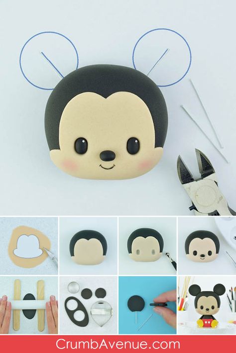 Disney Playhouse, Mickey Mouse Cake Topper, Mouse Cake Topper, Make Step By Step, Polymer Clay Disney, Crea Fimo, Mickey Mouse Pins, Cute Mickey Mouse, Cake Topper Tutorial