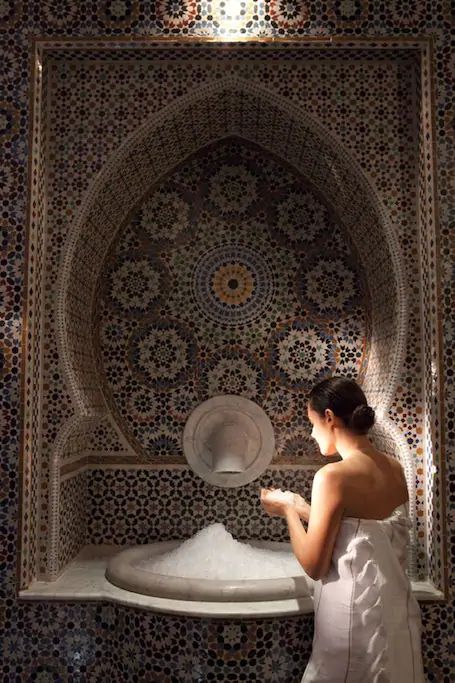 The Ritual of Moroccan Steam Bath Turkish Steam Room, Taking Care Of Each Other, Turkish Hammam, Moroccan Bath, Moroccan Bathroom, Turkish Bathroom, Riad Marrakech, Style Marocain, Spa Interior