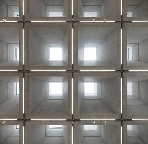 Waffle Ceiling, Exterior Lighting Design, Ceiling Design Ideas, Ceiling Grid, Pergola Lighting, Ceiling Detail, Brutalist Architecture, Coffered Ceiling, Concept Architecture